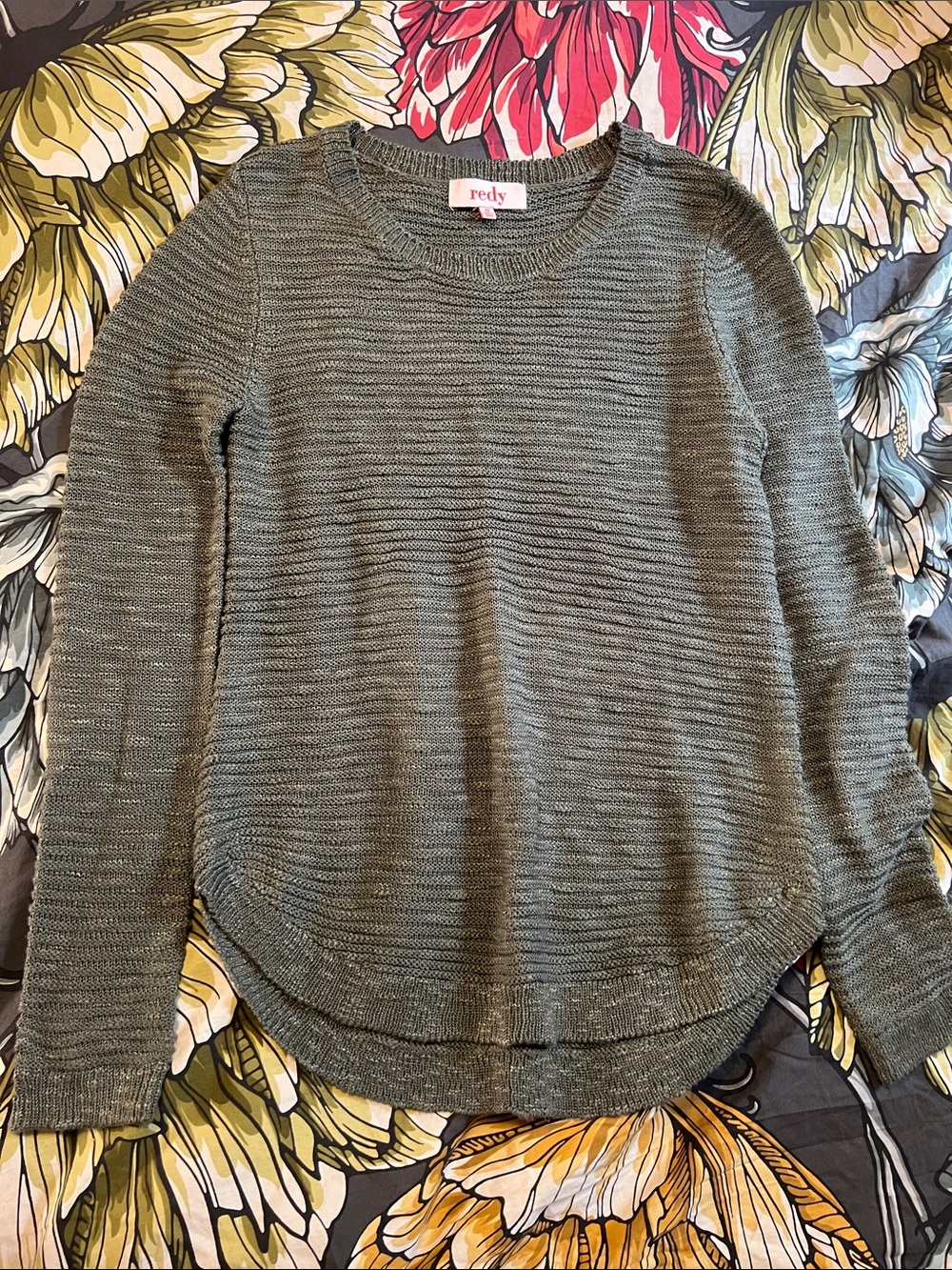 Redy Olive Green Lightweight Knit Sweater